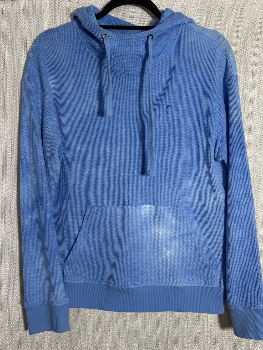 ZYIA Blue Waffle-Knit Hooded Pullover